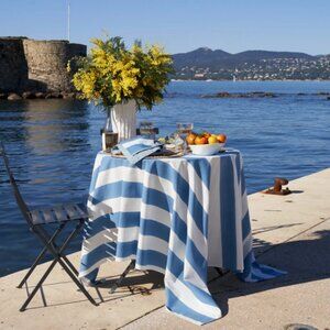Blue Cabana Tablecloth
